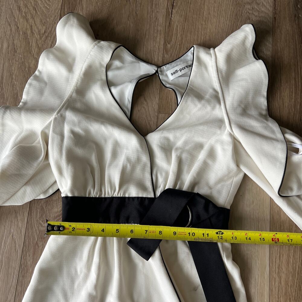 SELF-PORTRAIT Women's Monochrome Asymmetric Wrap Dress Size 2 In White - Picture 9 of 12